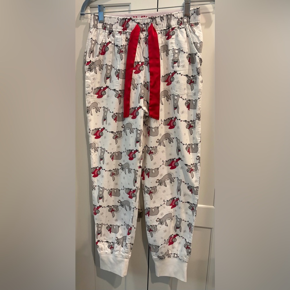 Hollister Women's Flannel Sleep Jogger Pajama Pants with Adorable Sloth Design